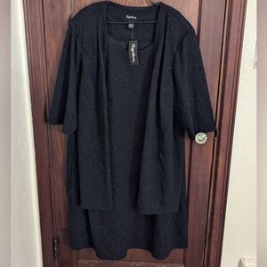 New with Tags Maggie Barnes Black Dress with Attached Cardigan Size 4X